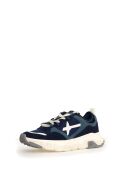 NEXT marineblauwe sneakers van stof/wit suède