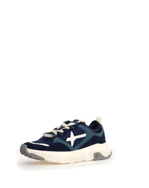 NEXT marineblauwe sneakers van stof/wit suède