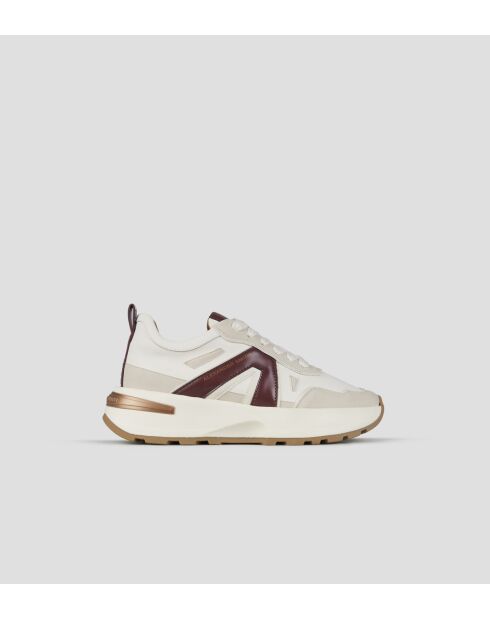 Liverpool wit/bordeauxrode leren sneakers