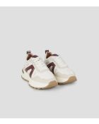 Liverpool wit/bordeauxrode leren sneakers