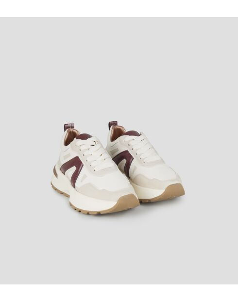 Liverpool wit/bordeauxrode leren sneakers