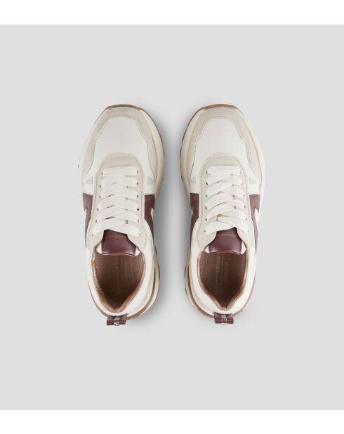 Liverpool wit/bordeauxrode leren sneakers