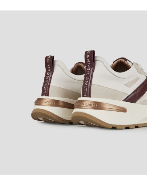 Liverpool wit/bordeauxrode leren sneakers