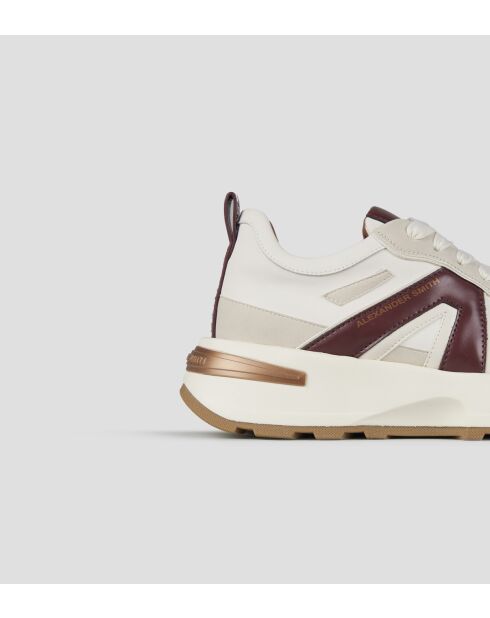 Liverpool wit/bordeauxrode leren sneakers