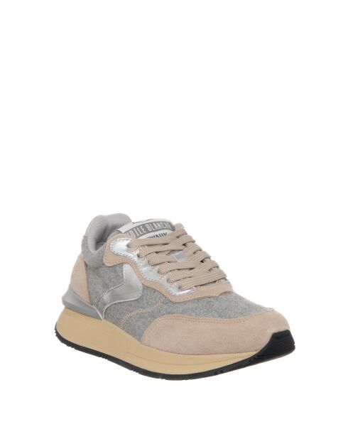 Sneakers Qwark aus Leder in Beige/Hellgrau