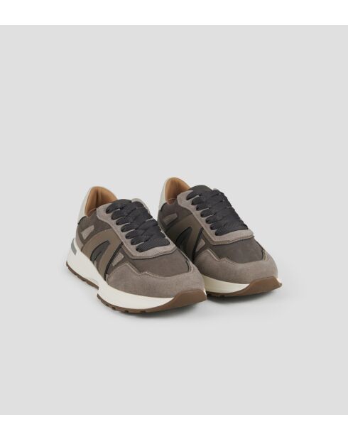 Donkerivoorkleurige leren sneakers Liverpool