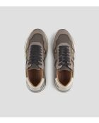 Donkerivoorkleurige leren sneakers Liverpool