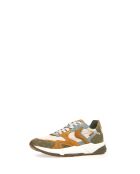 Zapatillas CLUB19 de piel verde militar/beige mostaza