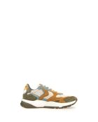Zapatillas CLUB19 de piel verde militar/beige mostaza