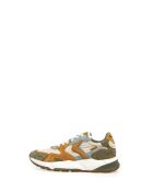 Zapatillas CLUB19 de piel verde militar/beige mostaza