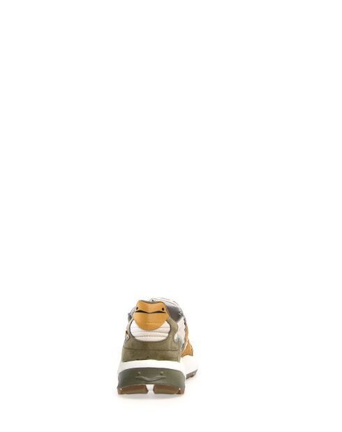 Zapatillas CLUB19 de piel verde militar/beige mostaza