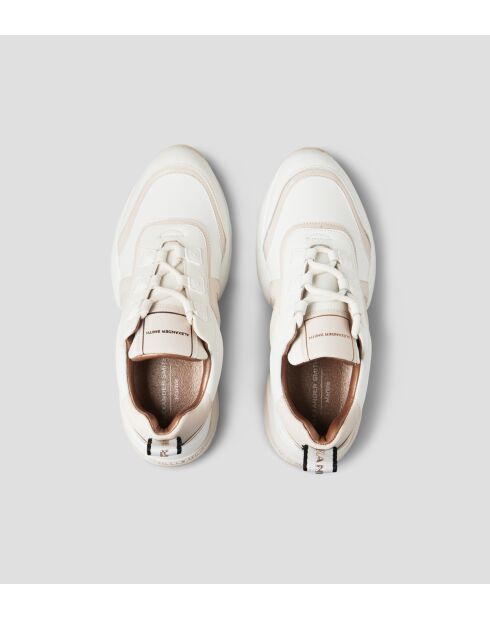 MARBLE-ASBBMBW hellweiße/rosa Ledersneaker