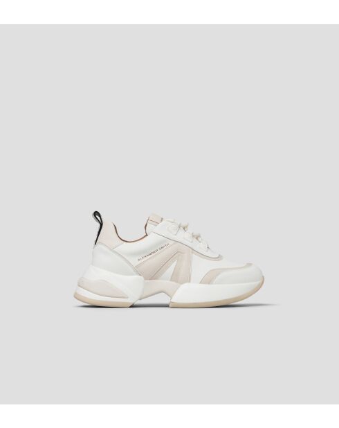 MARBLE-ASBBMBW hellweiße/rosa Ledersneaker