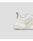 MARBLE-ASBBMBW hellweiße/rosa Ledersneaker