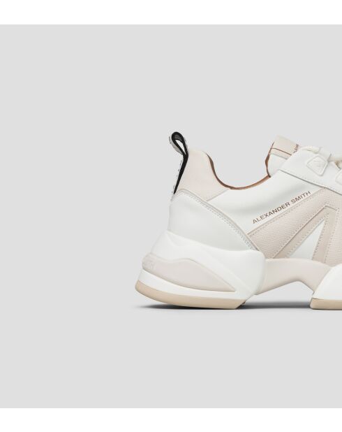 MARBLE-ASBBMBW hellweiße/rosa Ledersneaker