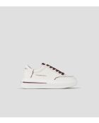 Lancaster wit/bordeauxrode leren sneakers