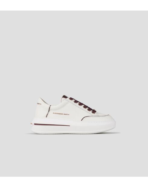 Lancaster wit/bordeauxrode leren sneakers