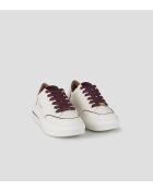 Lancaster wit/bordeauxrode leren sneakers