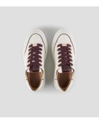 Lancaster wit/bordeauxrode leren sneakers