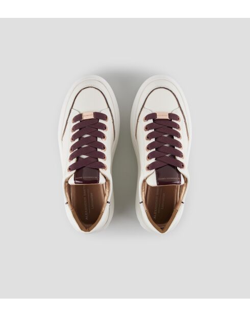 Lancaster wit/bordeauxrode leren sneakers