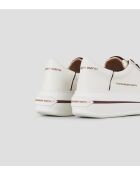 Lancaster wit/bordeauxrode leren sneakers