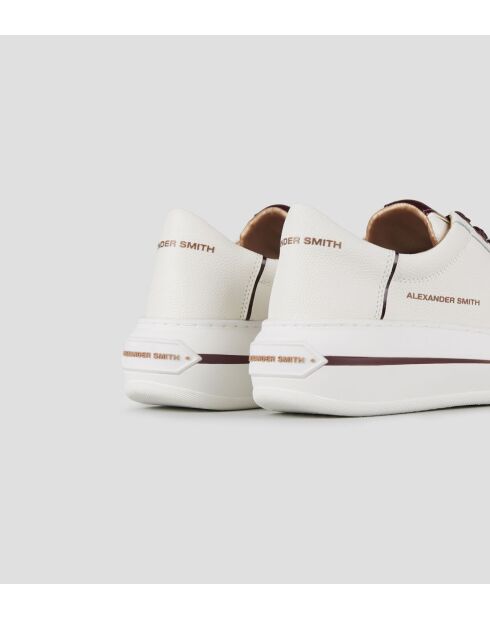 Lancaster wit/bordeauxrode leren sneakers