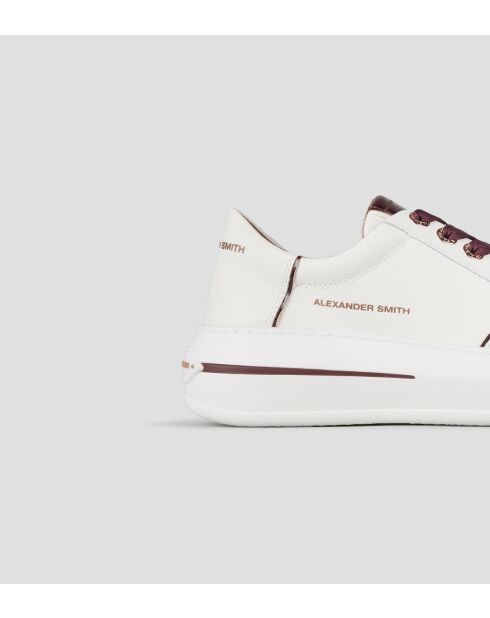 Lancaster wit/bordeauxrode leren sneakers