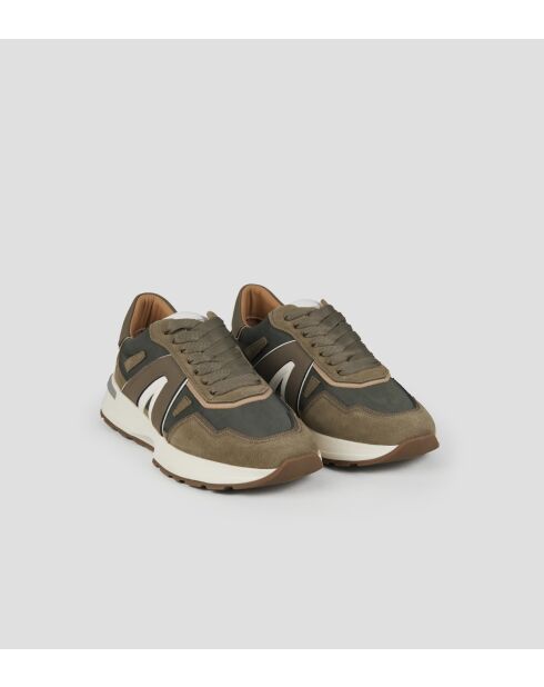 Olijfkleurige leren sneakers Liverpool