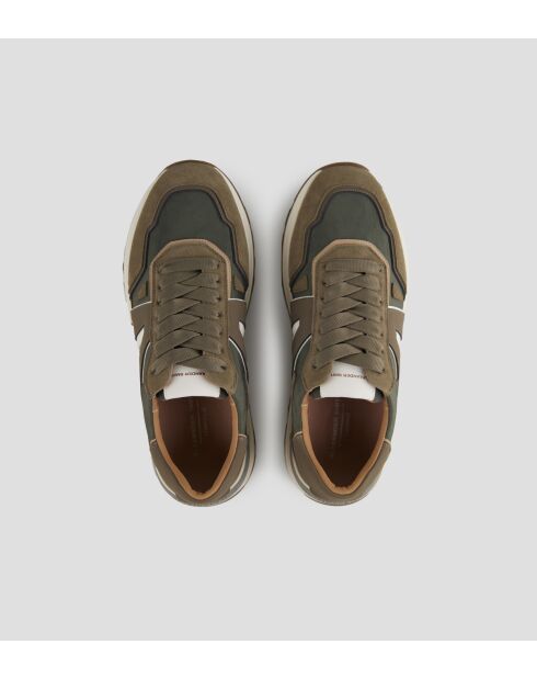 Olijfkleurige leren sneakers Liverpool