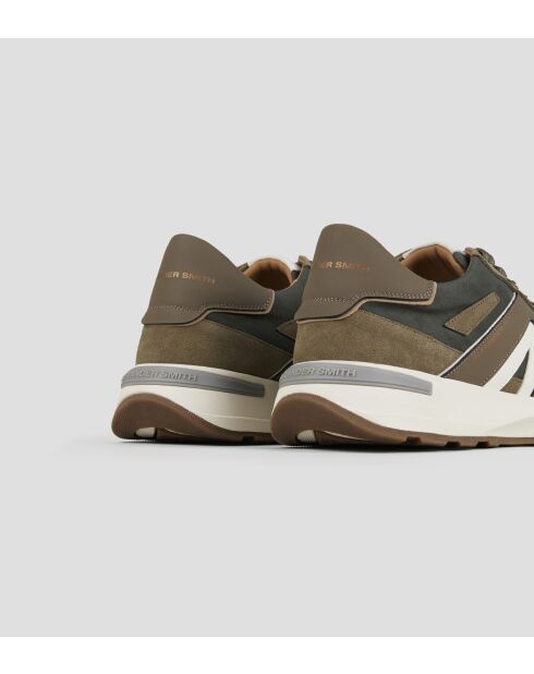 Olijfkleurige leren sneakers Liverpool