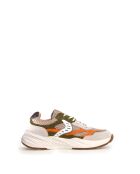 CLUB22 zand/legergroene leren sneakers