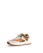 CLUB22 zand/legergroene leren sneakers