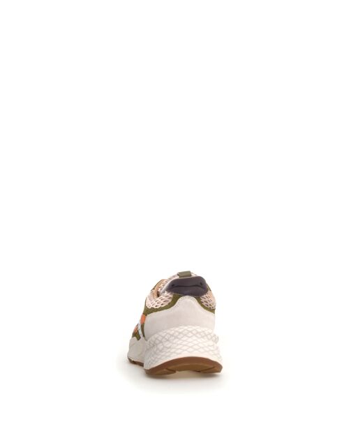 CLUB22 zand/legergroene leren sneakers