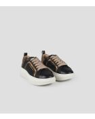 Sneakers Wembley aus schwarzem bronzefarbenem Leder