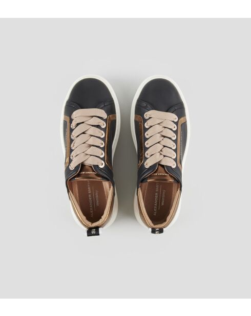 Sneakers Wembley aus schwarzem bronzefarbenem Leder