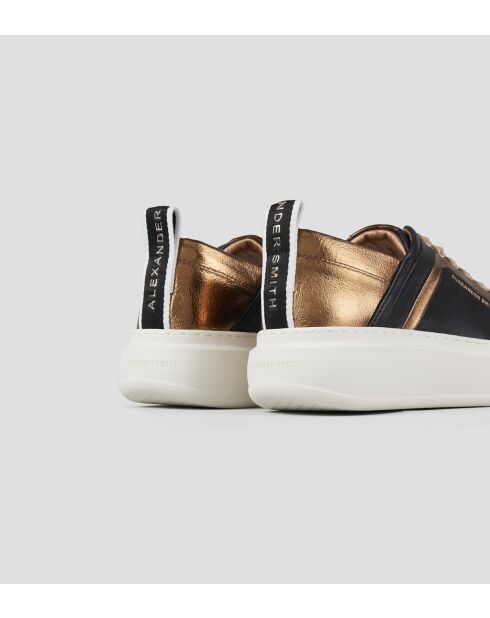 Sneakers Wembley aus schwarzem bronzefarbenem Leder