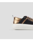 Sneakers Wembley aus schwarzem bronzefarbenem Leder