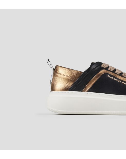 Sneakers Wembley aus schwarzem bronzefarbenem Leder