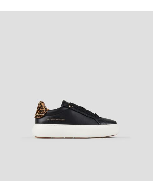 Soho leren sneakers in zwart zand