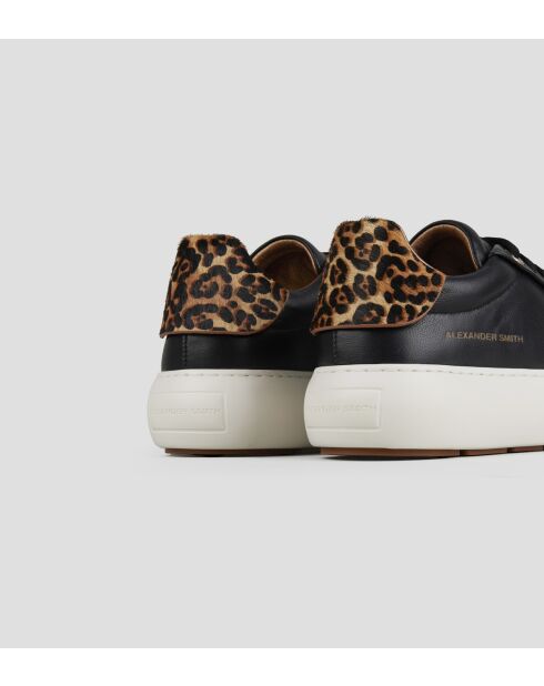 Soho leren sneakers in zwart zand