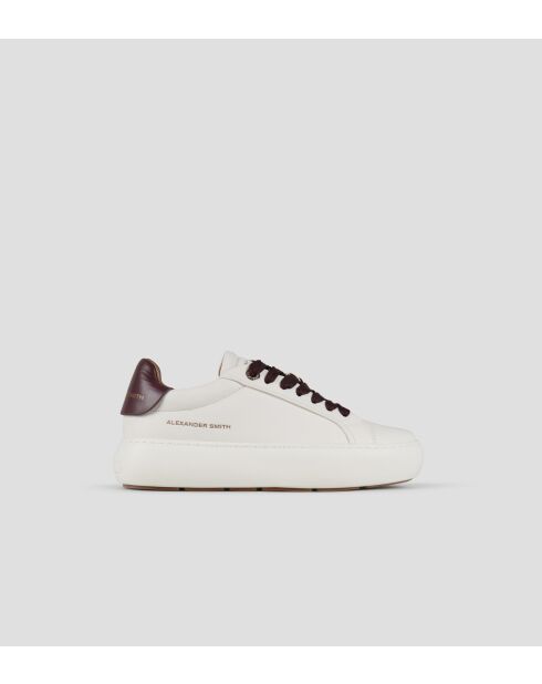 Wit/bordeauxrode Soho leren sneakers