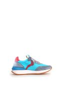 Wolkgrijs/aquablauwe Qwark leren sneakers