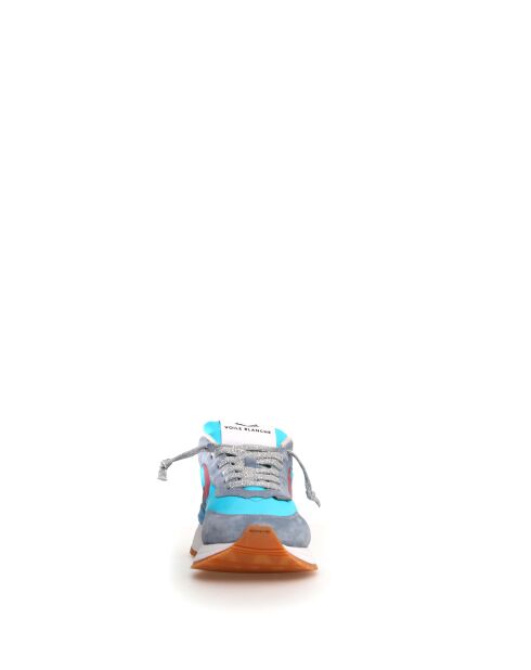 Wolkgrijs/aquablauwe Qwark leren sneakers