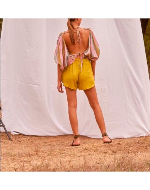 Pantalones cortos Lilou con doble gasa y anís