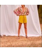 Pantalones cortos Lilou con doble gasa y anís