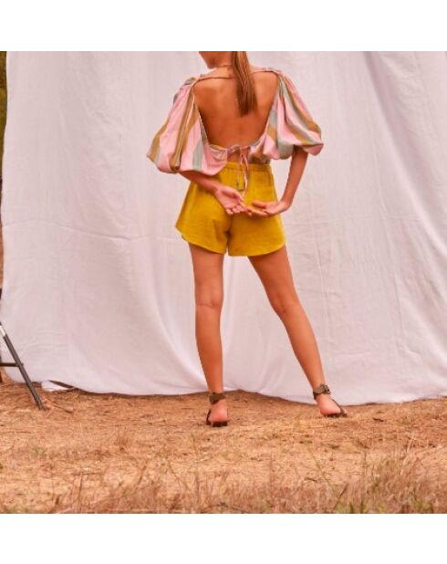 Pantalones cortos Lilou con doble gasa y anís