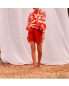 Pantalones cortos Lilou de doble gasa de madera roja