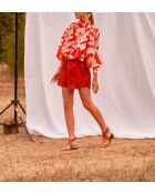 Pantalones cortos Lilou de doble gasa de madera roja