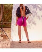 Pantalones cortos Lilou de doble gasa magenta-violeta