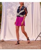 Pantalones cortos Lilou de doble gasa magenta-violeta